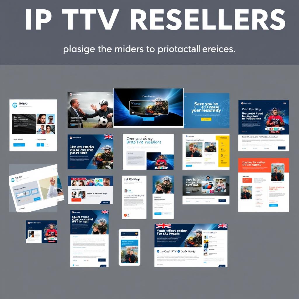 Marketing materials provided to IPTV resellers including graphics and templates
