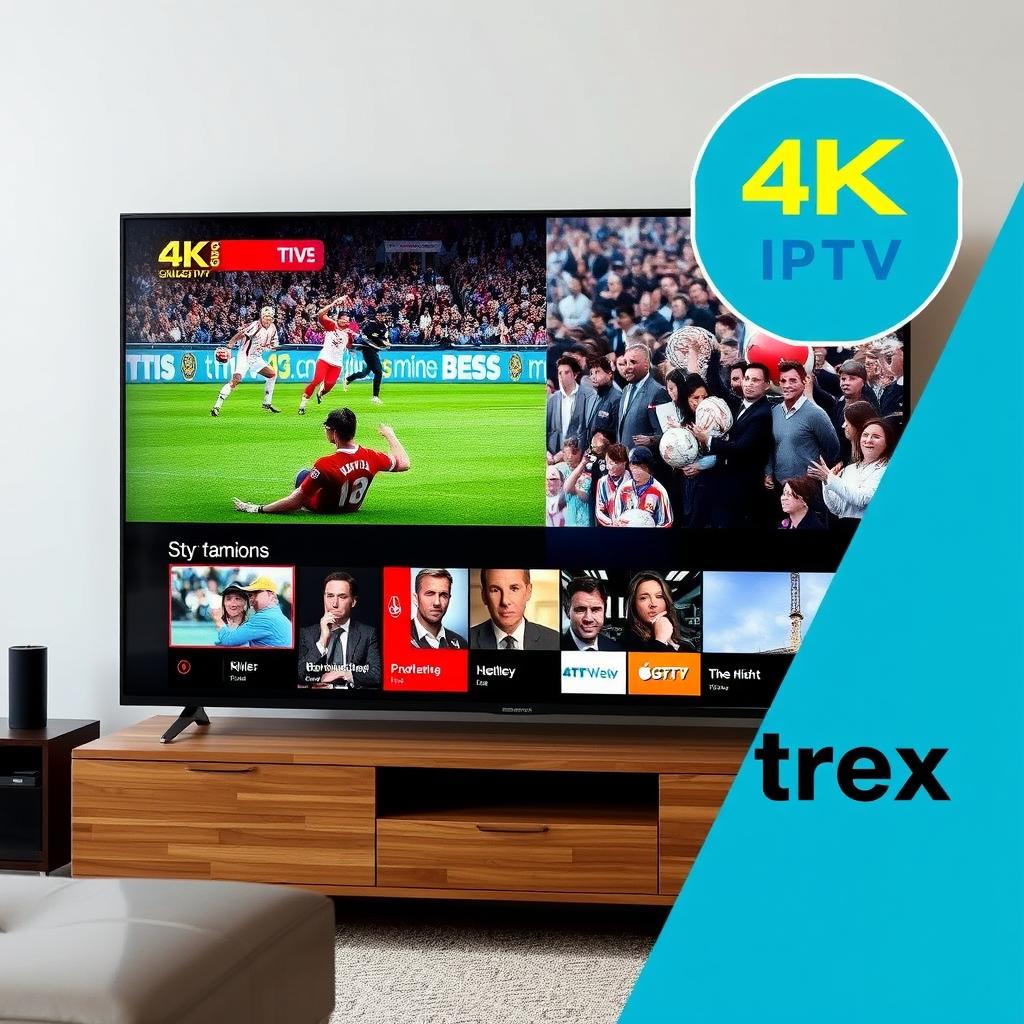 Trex IPTV 4K quality streaming on a large TV