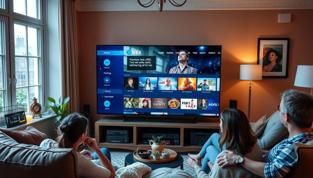 Trex IPTV streaming experience on large TV in living room